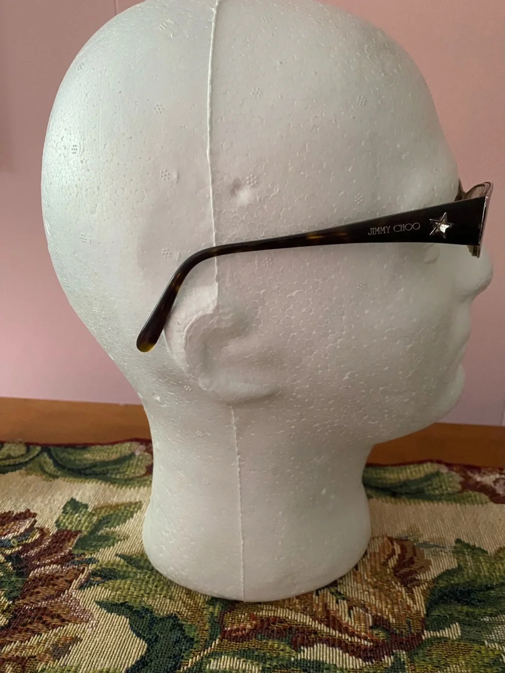 Presciption Jimmy Choo Slim Rectangular Glasses in Brown and Gold
